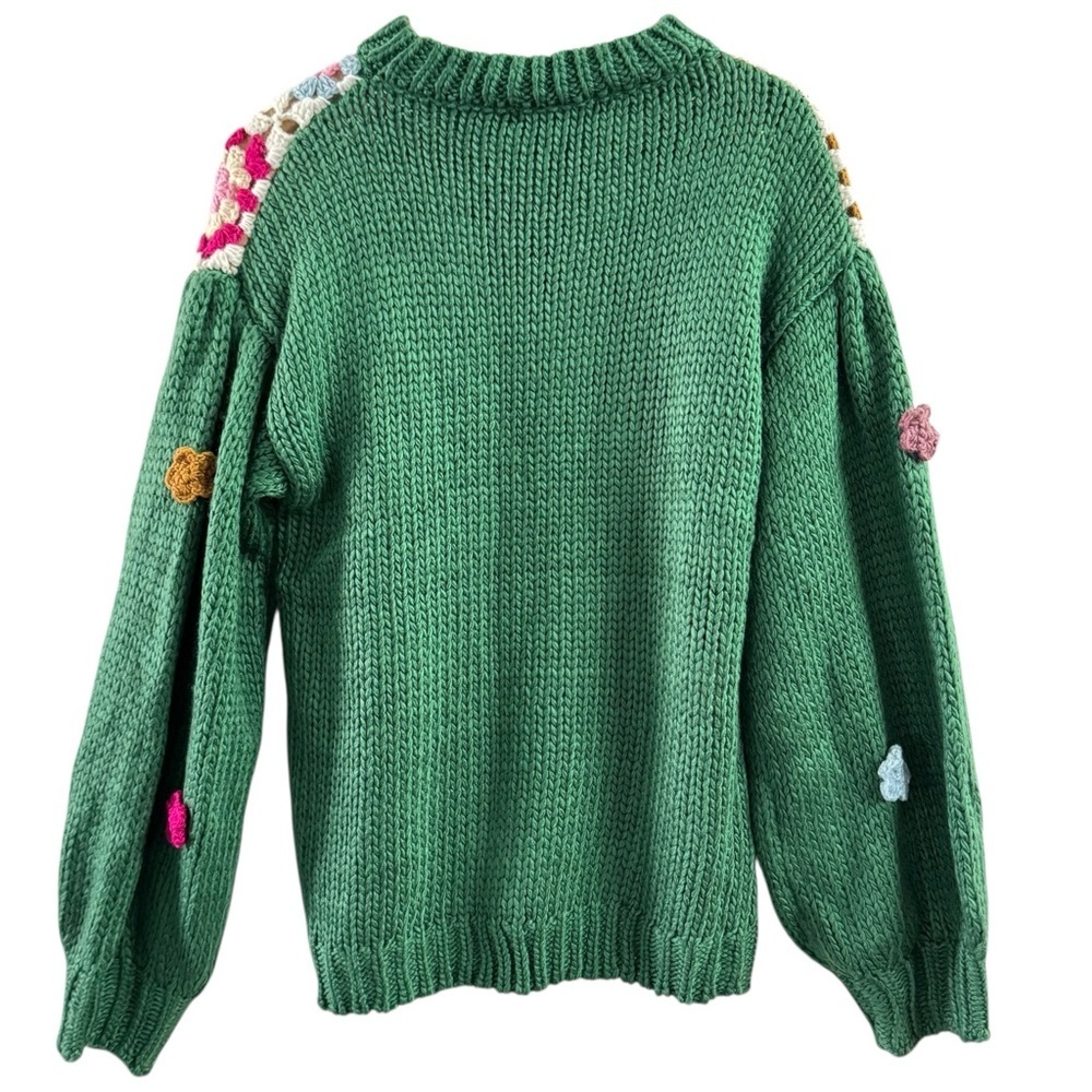 Listicle Granny Square Crochet Cardigan Sweater Green Multicolor Size M - Picture 4 of 11